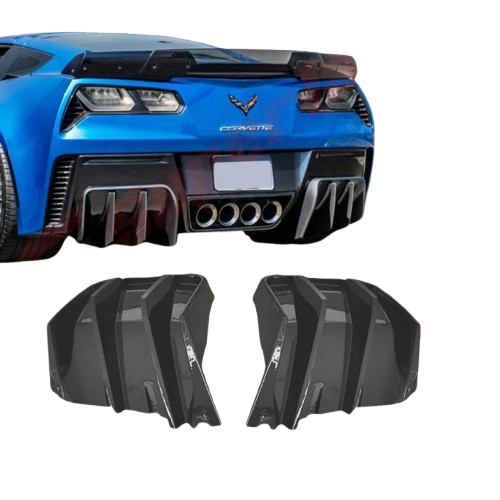 Chevrolet Corvette C7 2014-2019 Rear Bumper Diffuser Matte Black Upgrade Kit