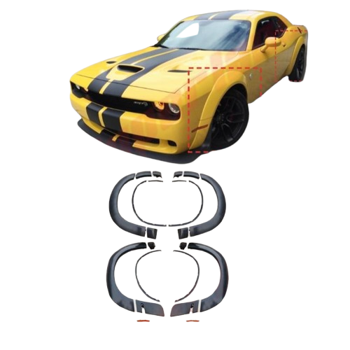 Dodge Challenger 2015–2023 Hellcat Wide Body Fender Flare Kit with Side Markers